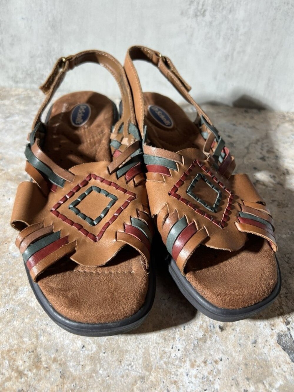 Dr. Scholl’s Women’s Size 7 M Brown Leather Woven Slingback Comfort Sandals
